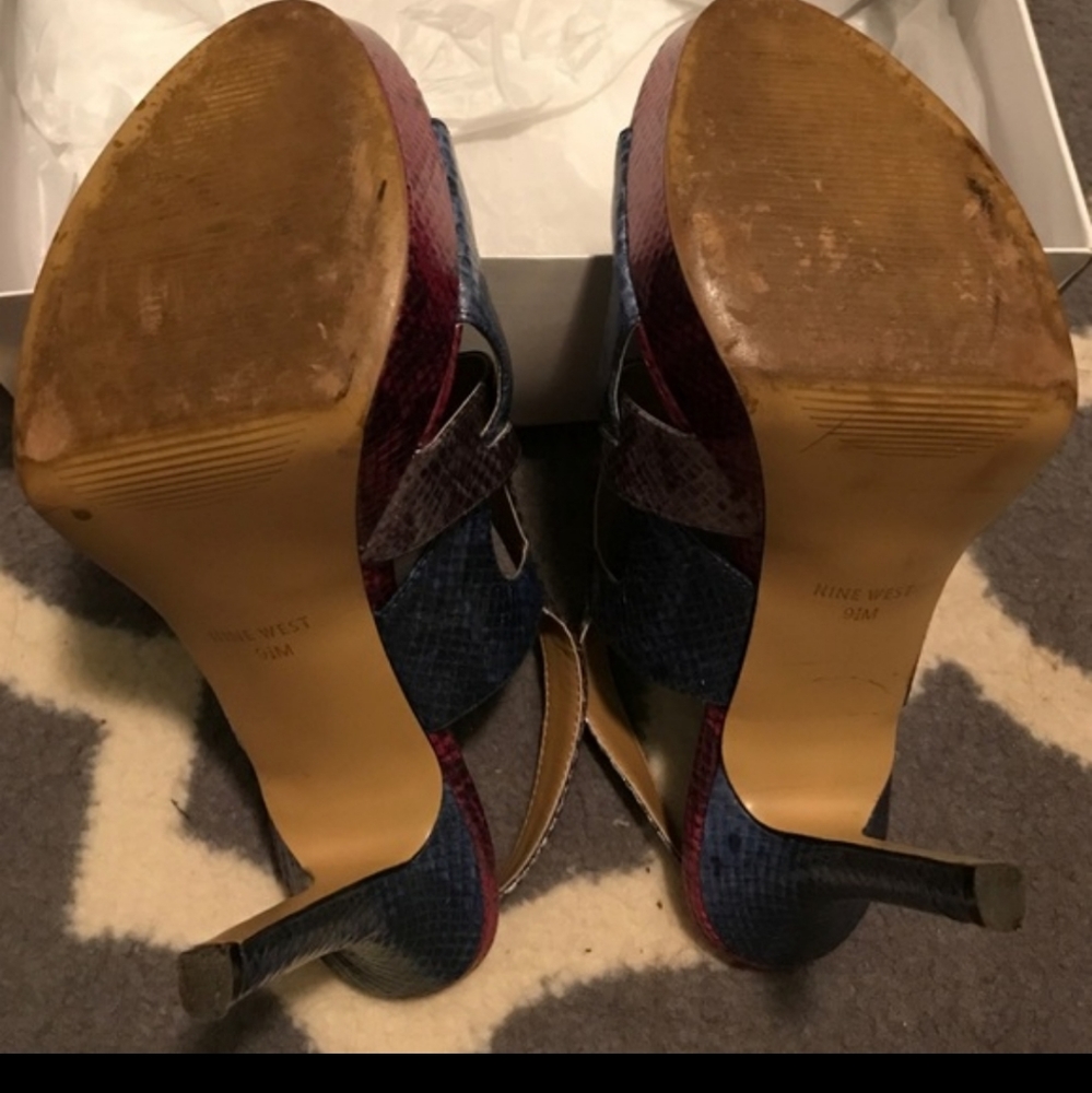NINE WEST Multicolor SNAKESKIN ONTIAS Platform Heels - Picture 4 of 4